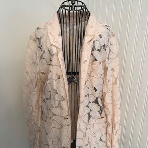 BCBG Coastal Feminine Pink Lace Cotton Jacket